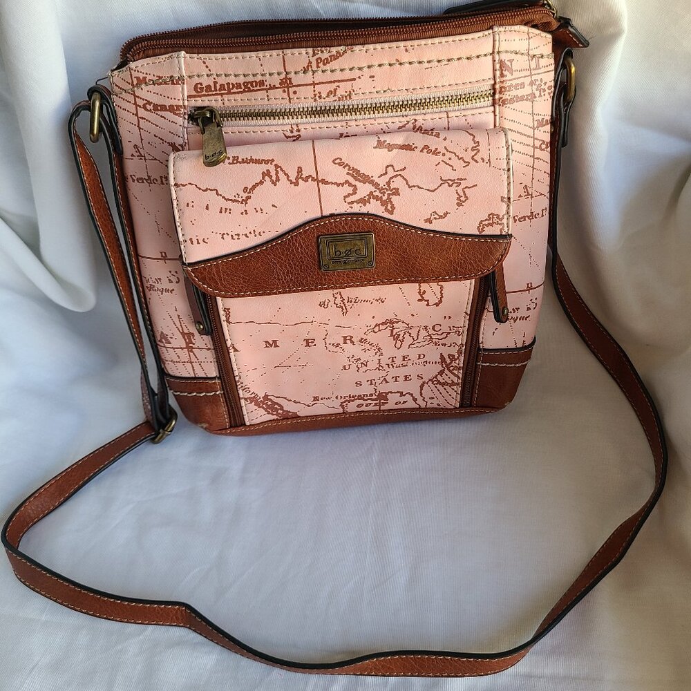 b.o.c. Womens Voyage Organizer Crossbody Dusty Pink/Saddle